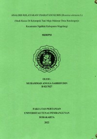 Analisis kelayakan usahatani kubis (brassica oleracea L) studi kasus di kelompok tani maju makmur desa bandungrejo kecamatan Ngablak Kabupaten Magelang